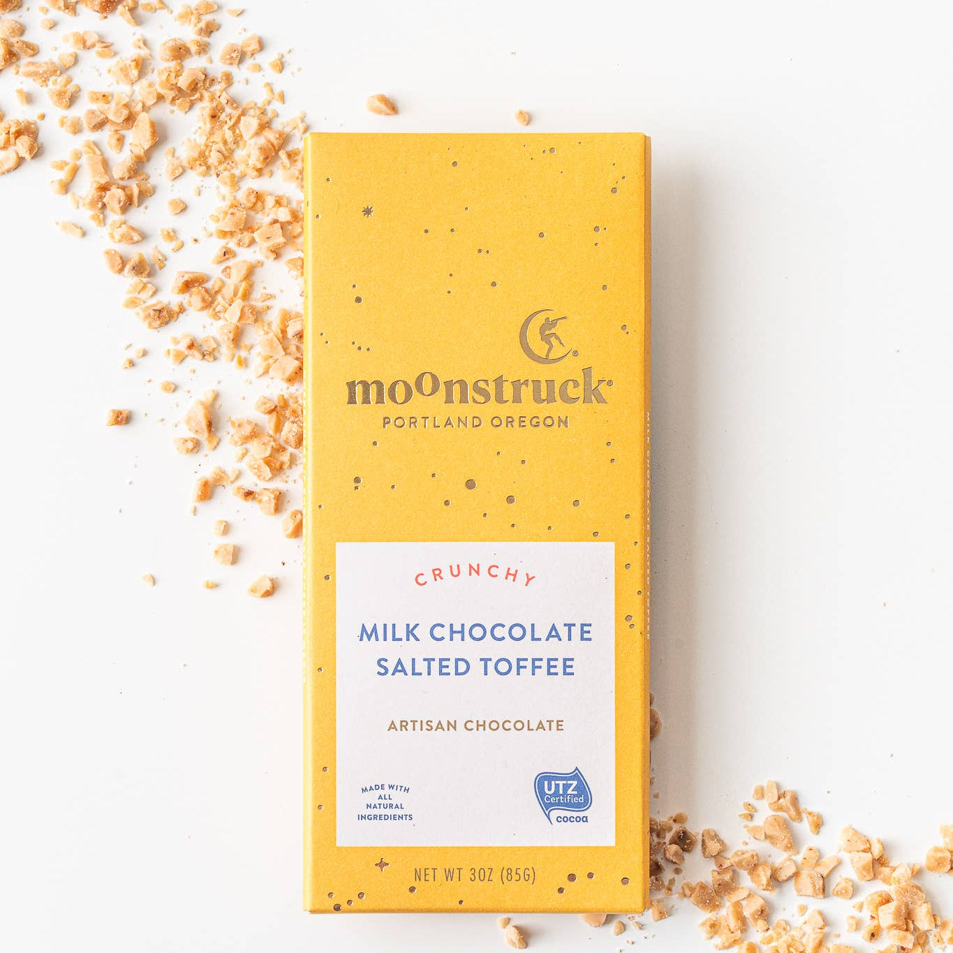 Moonstruck Almond Toffee Milk Chocolate Bar – Artisan Gourmet Chocolate
