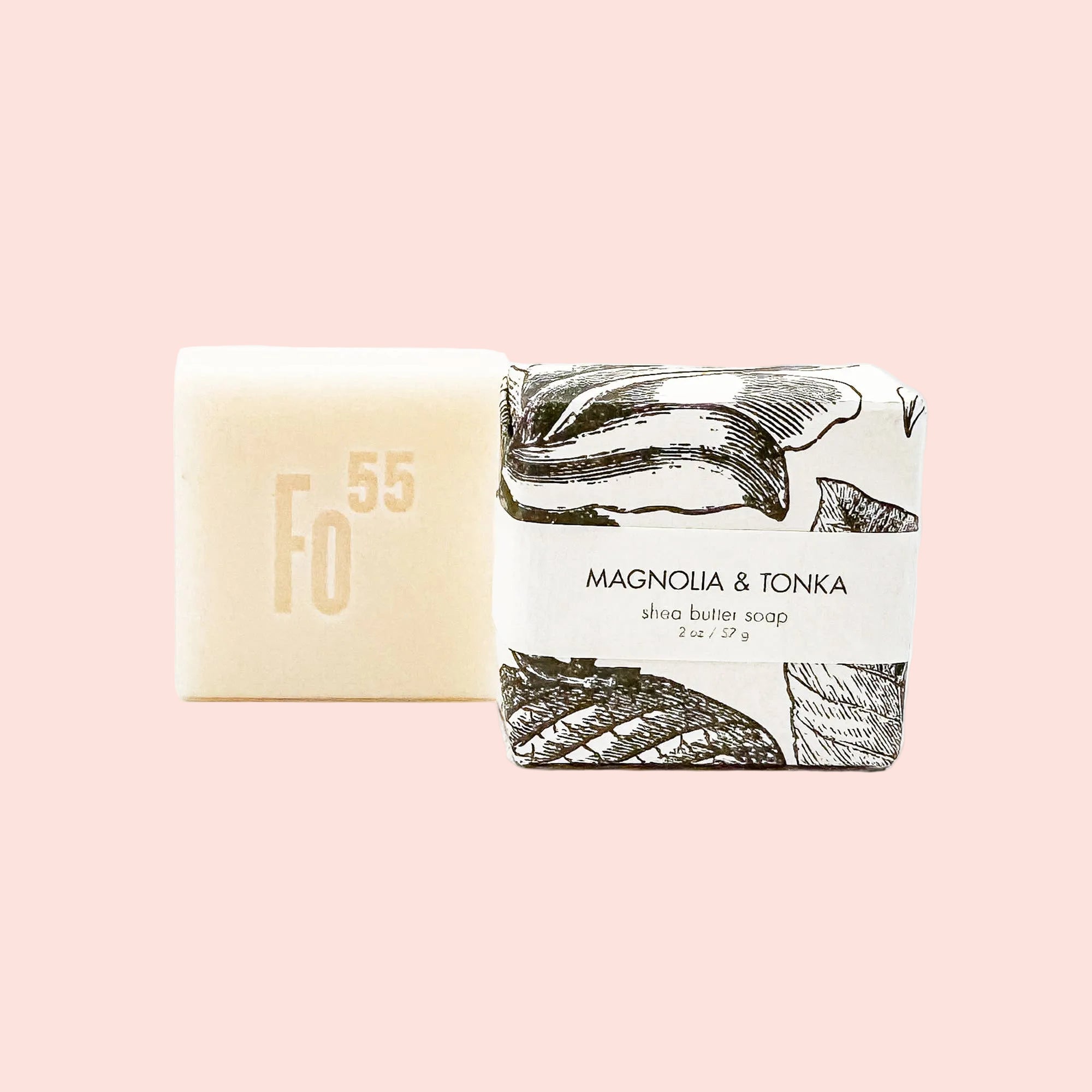 Bar of soap with decorative packaging on a white background