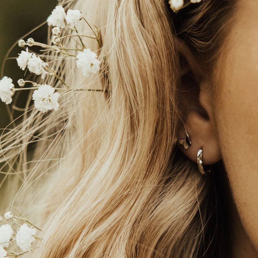 Sydney Hammered Hoop Earrings – Gold or Silver Huggies