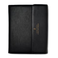 Black Executive Faux Leather Padfolio Set with magnetic closure, legal writing pad, business card pockets, and gold pen. A professional portfolio for meetings, work, and everyday organization