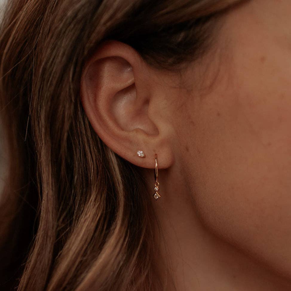 Zoe Marquise Diamond Flat Back Stud Earrings – Gold Ear Stack Studs
