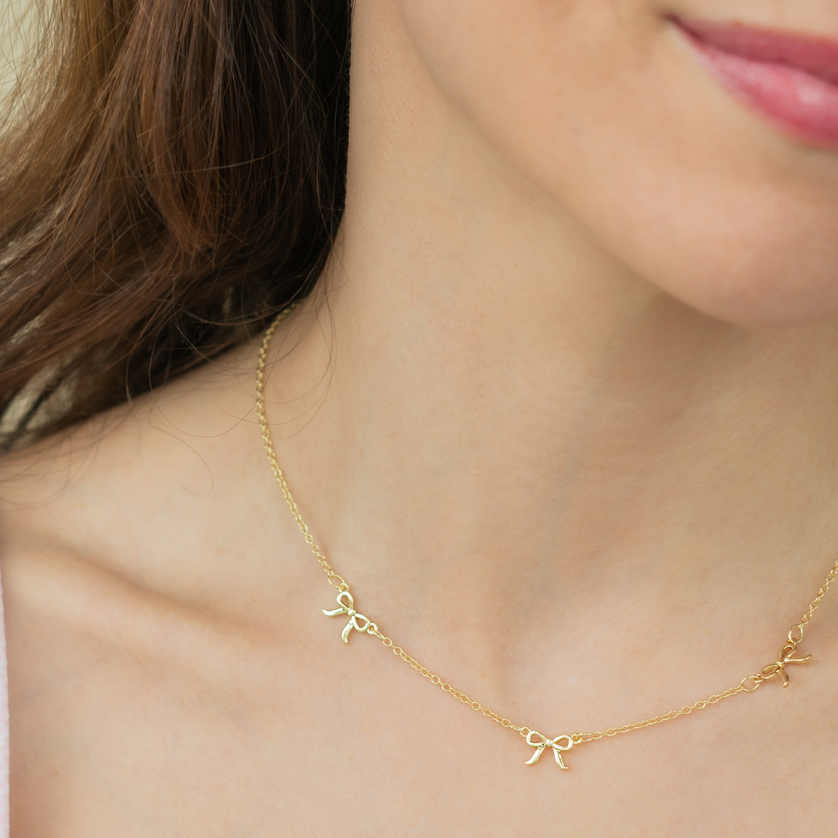 Beautiful Bows Necklace – Gold Bow Charm Necklace