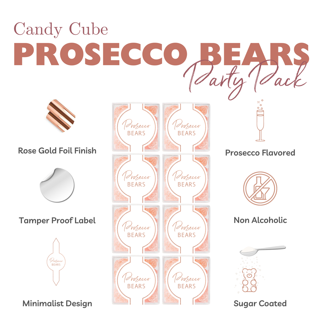 Prosecco gummy bears in sealed candy box (non alcoholic)
