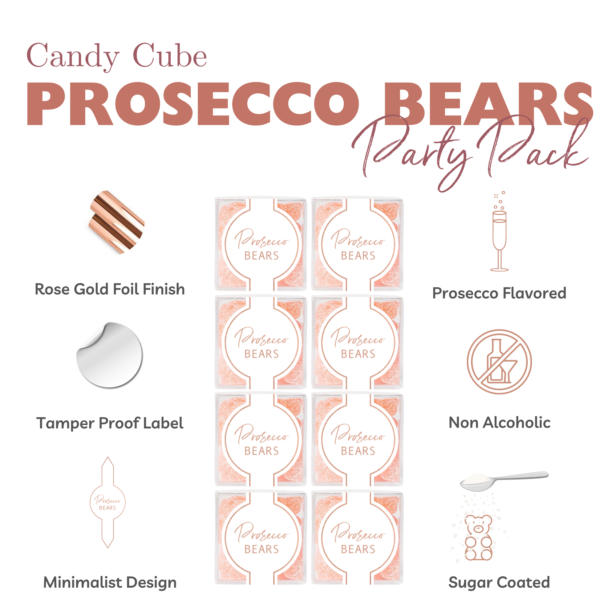 Prosecco gummy bears in sealed candy box (non alcoholic)