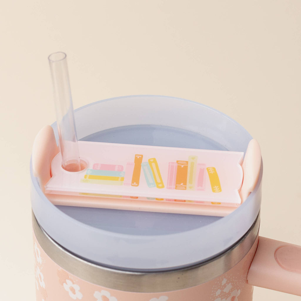 Tumbler Lid Tag - Books Stack
