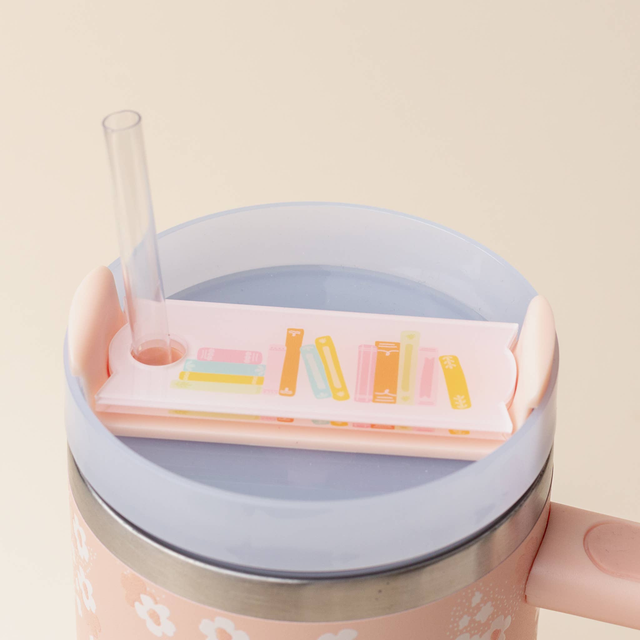 Tumbler Lid Tag - Books Stack