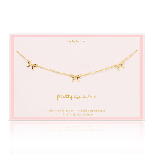 Beautiful Bows Necklace – Gold Bow Charm Necklace