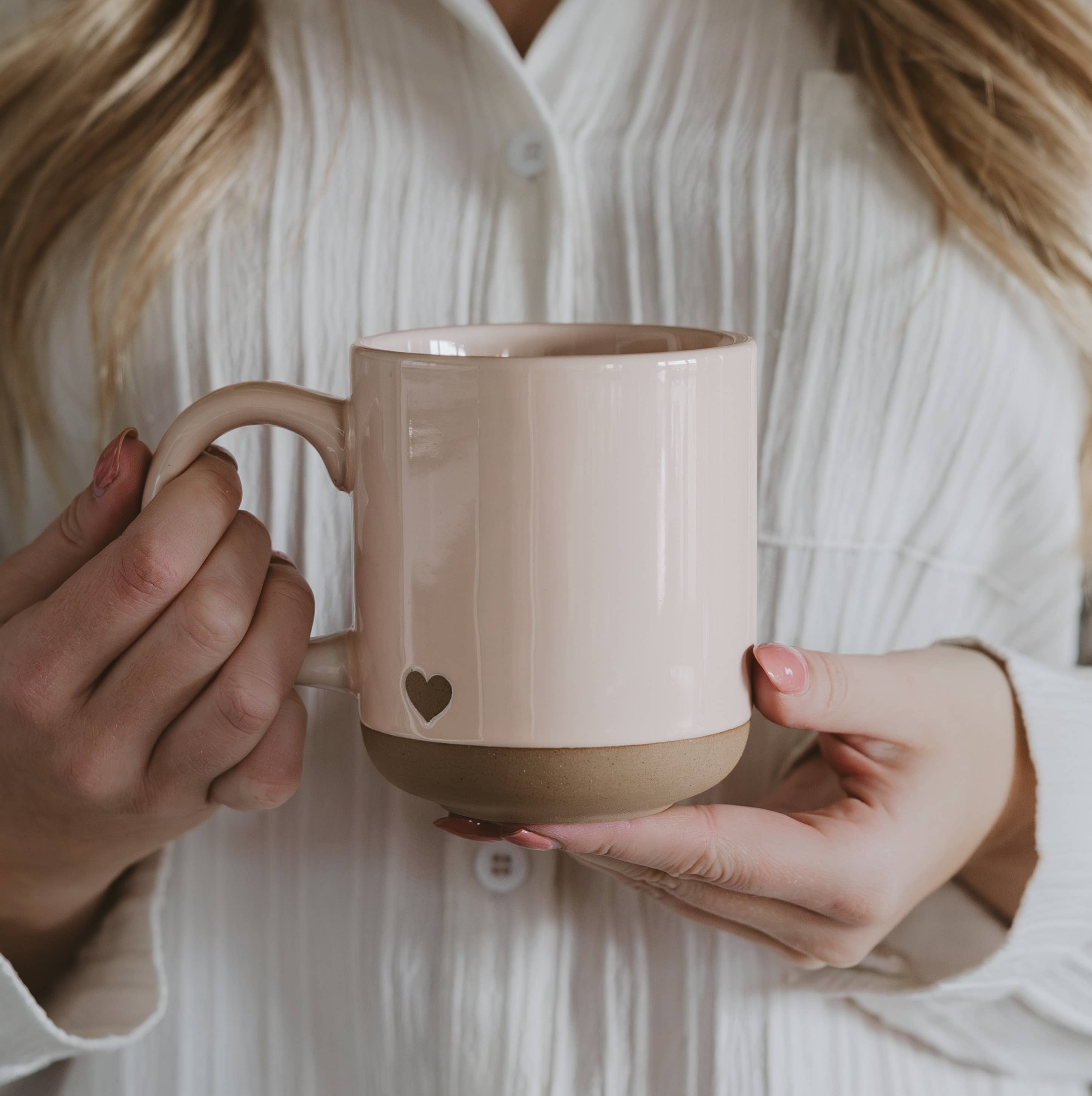 Pink Heart Stoneware Coffee Mug – Gift Mug