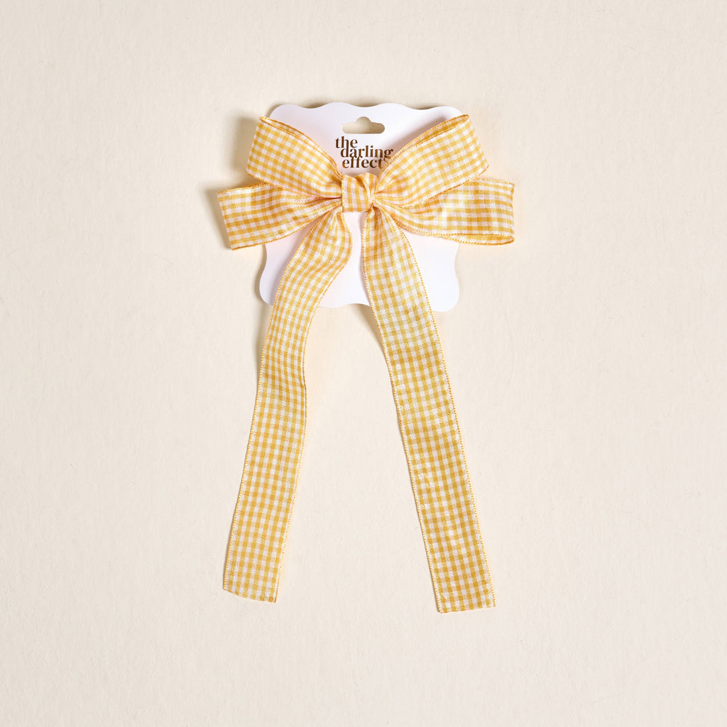 Double Take Hair Bow - Gingham Yellow
