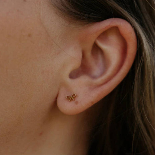 Bow Flat Back Stud Earrings – Gold Bow Ear Stack Studs
