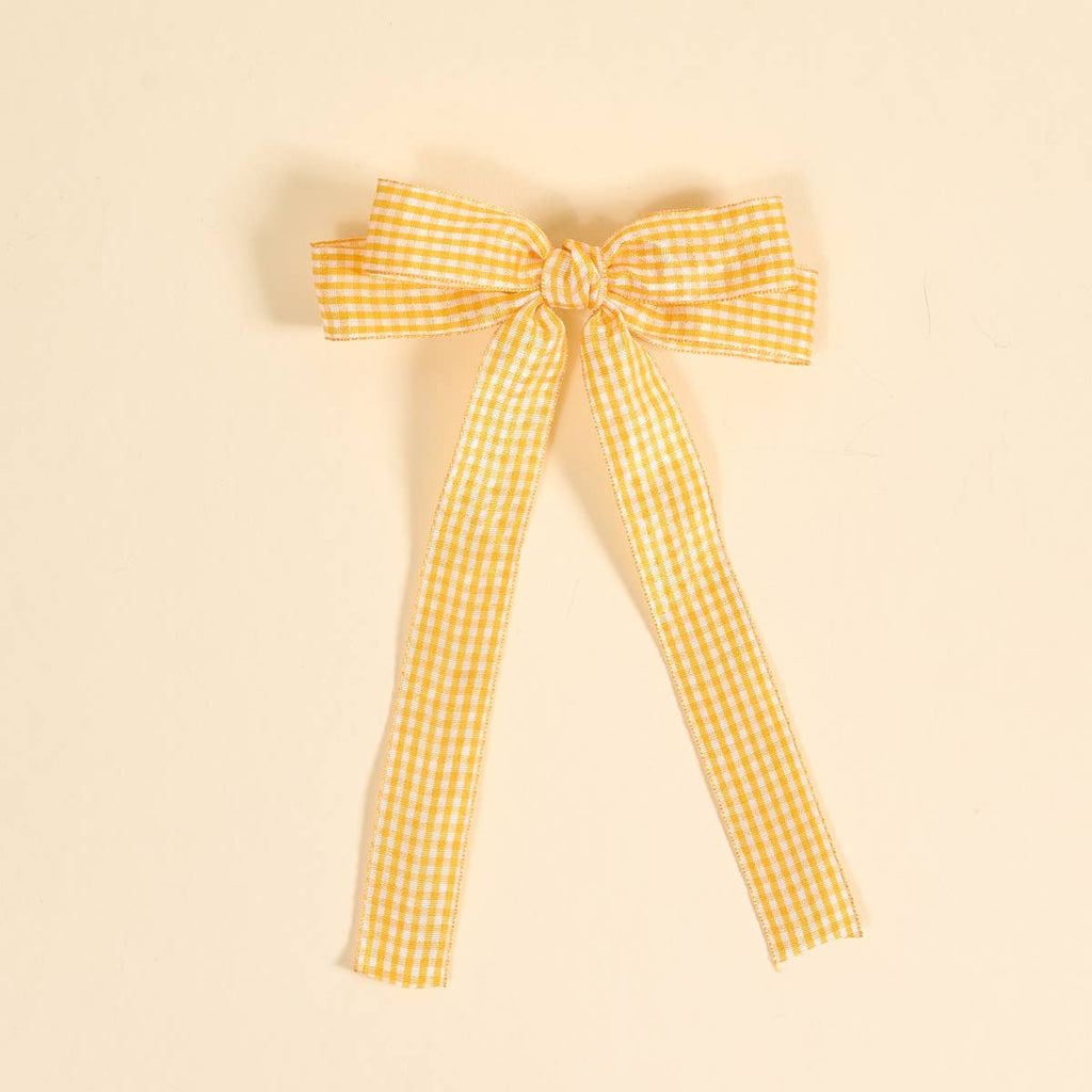 Double Take Hair Bow - Gingham Yellow