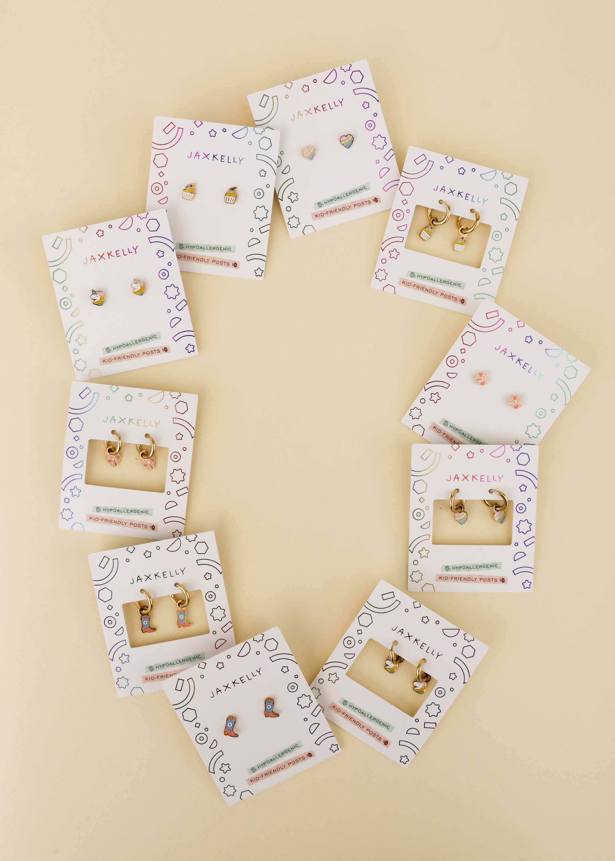 Heart Enamel Flat Back Kids Earrings