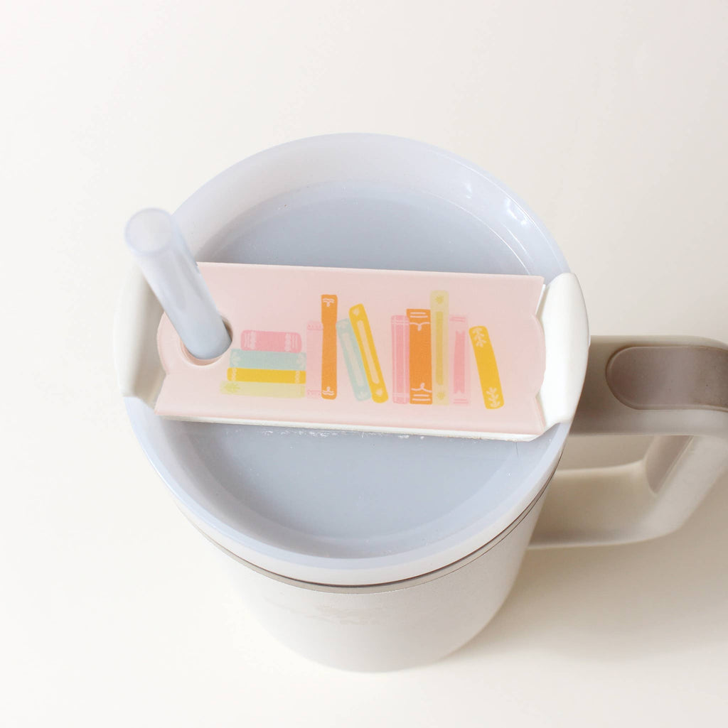Tumbler Lid Tag - Books Stack
