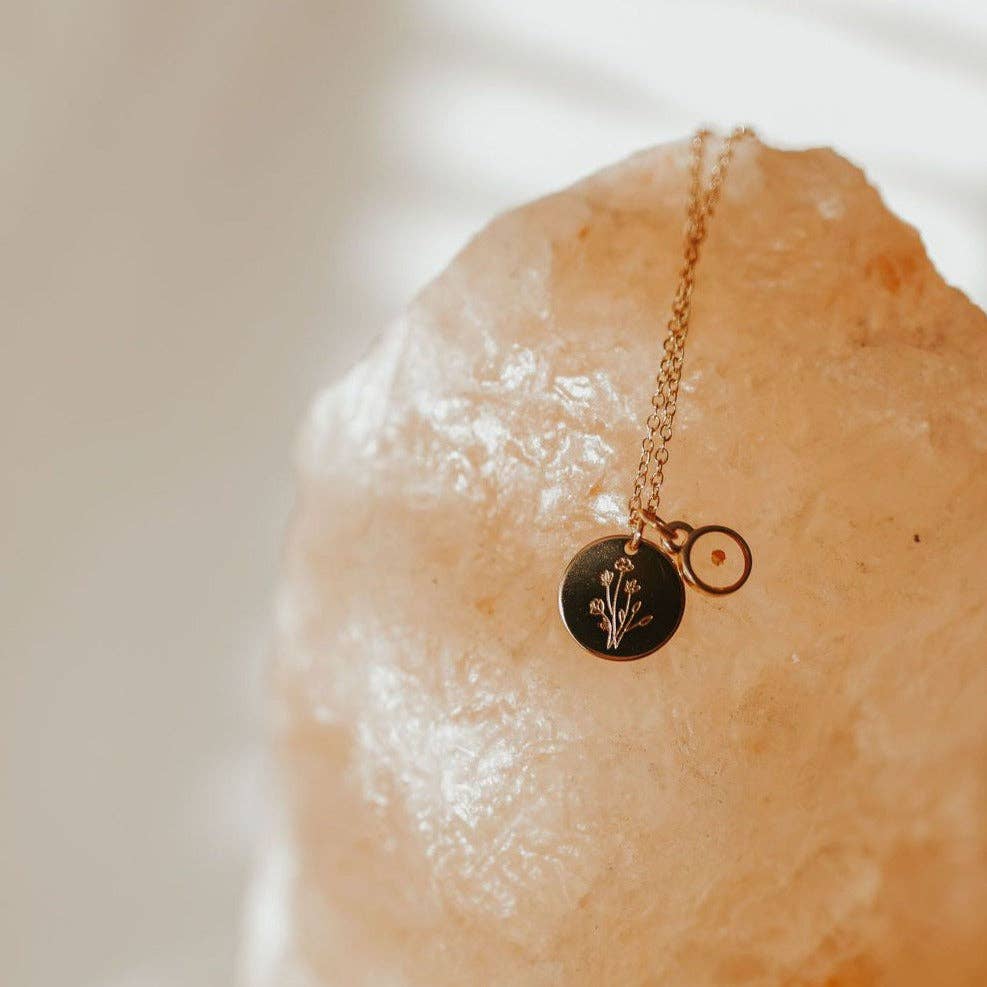 Wildflower Mustard Seed Necklace – Faith Inspired Gold Keepsake Necklace